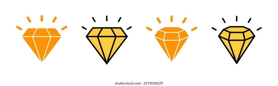 Diamond icon set for web and mobile app. diamond gems sign and symbol