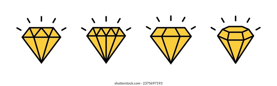 Icono de diamante establecido para la aplicación web y móvil. signo y símbolo de las gemas de diamantes