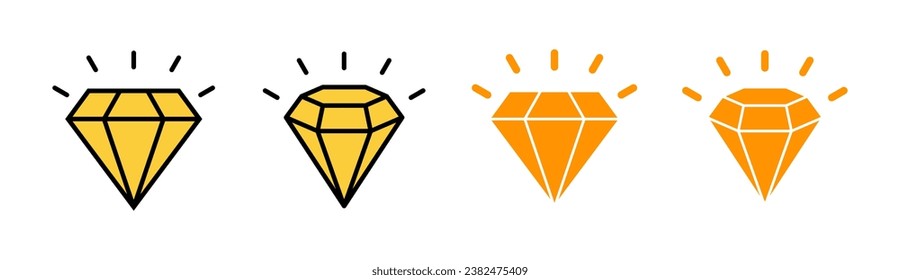 Diamond icon set for web and mobile app. diamond gems sign and symbol
