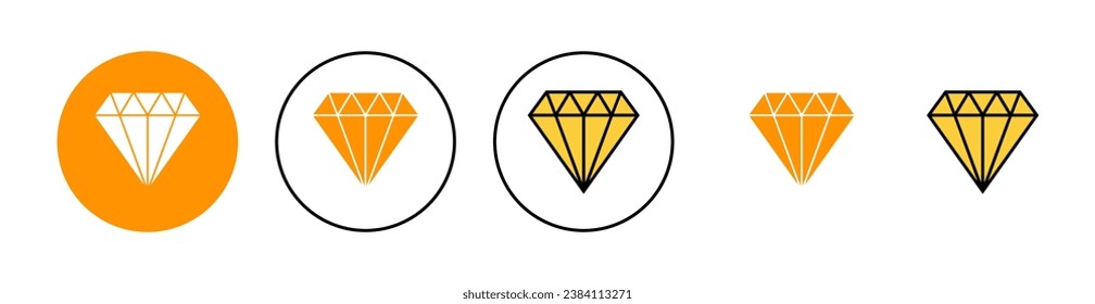 Icono de diamante establecido para la aplicación web y móvil. signo y símbolo de las gemas de diamantes
