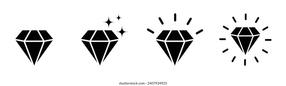 Juego de iconos de diamante,Establecer diferentes formas piedras de gema,Iconos de joyas y gemas	