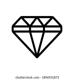 Diamond icon. Side view. Black contour silhouette. Linear drawing. Vector flat graphic illustration. The isolated object on a white background. Isolate.
