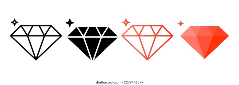 Diamantsymbol. Unterschrift für mobiles Konzept und Webdesign. Vektorgrafik