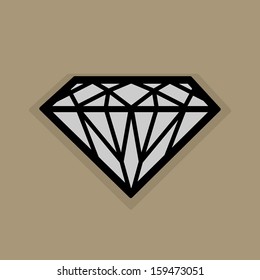 Diamond icon or sign, vector illustration