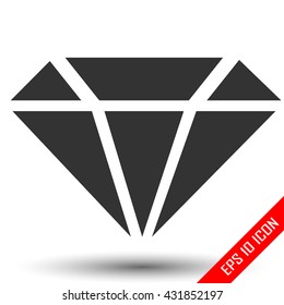 Diamond Icon. Simple flat logo of diamond on white background. Vector illustration.
