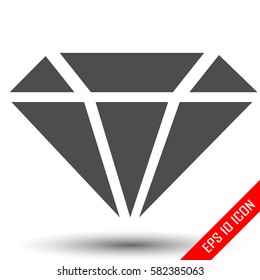 Diamond icon. Simple flat logo of diamond on white background. Vector illustration.