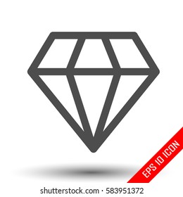 Diamond icon. Simple flat logo of diamond on white background. Vector illustration.