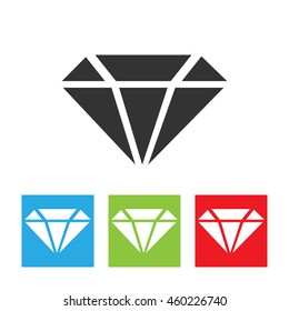 Diamond icon. Simple logo of diamond on white background. Flat vector illustration.