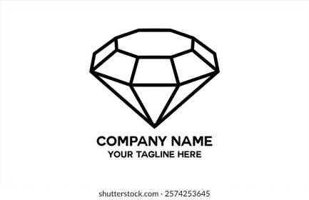 diamond icon simple outline logo vector