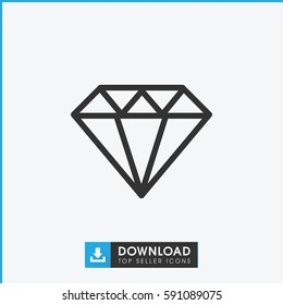 Diamond icon. Simple outline Diamond vector icon. On white background.