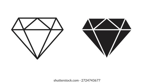 Ícone de diamante vetores simples em preto, adequado para projetos