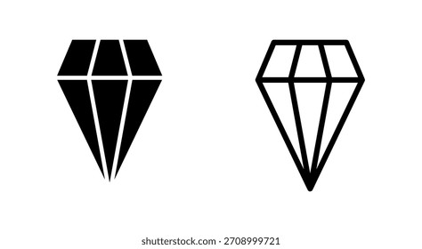 Símbolo de ícone de diamante para aplicativos e sites. sinal e símbolo de pedras preciosas de diamante