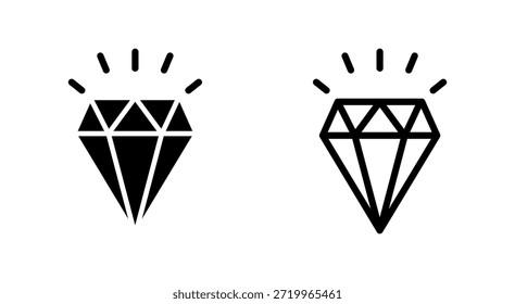 Símbolo de ícone de diamante para aplicativos e sites. sinal e símbolo de pedras preciosas de diamante