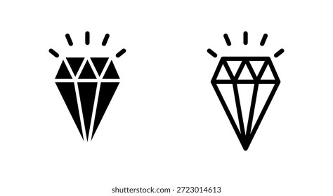 Símbolo de ícone de diamante para aplicativos e sites. sinal e símbolo de pedras preciosas de diamante