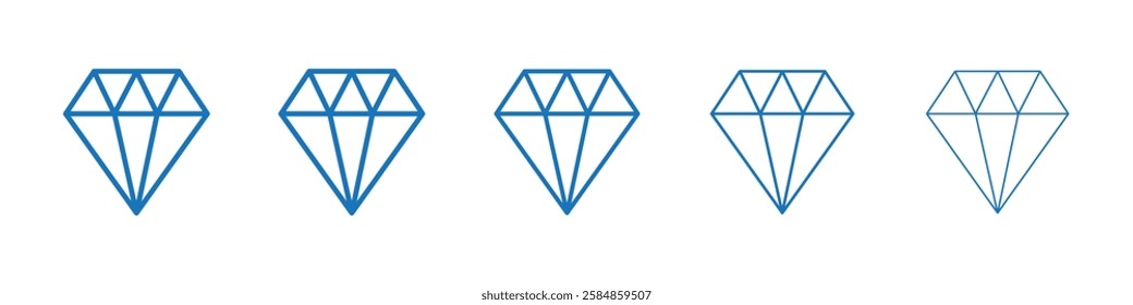 Diamond icon Symbol collection thin outline set