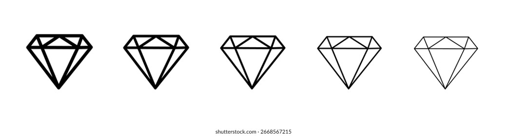 Concepto de símbolo de icono de diamante para el Diseño web. icono de Vector de línea simple. ilustración de logotipo.