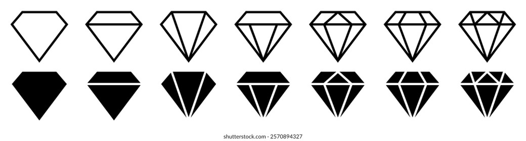 Diamond icon symbol set simple design