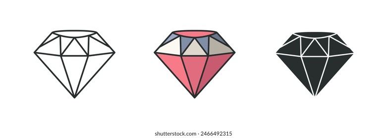 Ilustración vectorial del símbolo del ícono del diamante aislado sobre fondo blanco