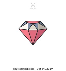 Ilustración vectorial del símbolo del ícono del diamante aislado sobre fondo blanco