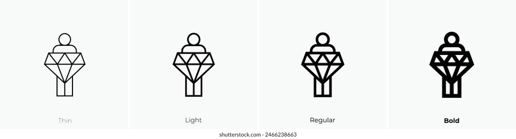 diamond icon. Thin, Light Regular And Bold style design isolated on white background
