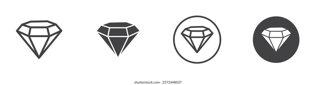 Diamond icon Thin line art isolated