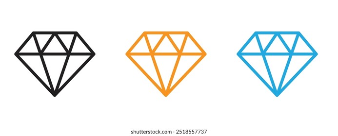 Conjunto de ilustración de línea delgada de icono de diamante