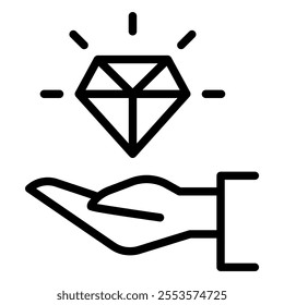 Diamond icon in thin line style vector illustration graphic design