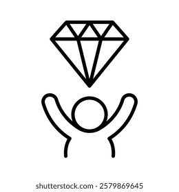 Diamond icon in thin line style