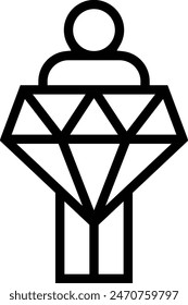 diamond icon. Thin linear style design isolated on white background