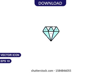 Diamond icon in trendy flat style isolated on white background vector illustration