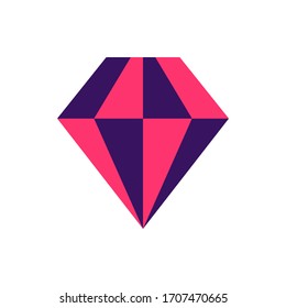 Diamantensymbol im trendigen, flachen Stil einzeln auf Hintergrund