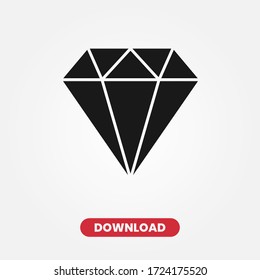 Diamond icon vector . Crystal sign