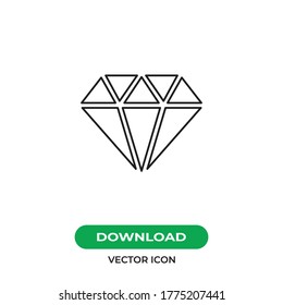 Diamond icon vector. Crystal sign