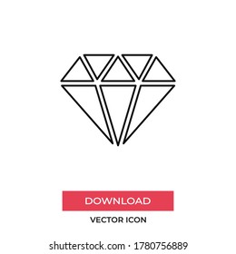 Diamond icon vector. Crystal sign