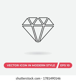 Diamond icon vector. Crystal sign