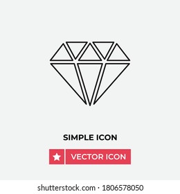 Diamond icon vector. Crystal sign