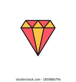 vector de icono de diamante. diseño de estilo de contorno relleno. aislado en fondo blanco