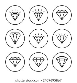 Diamant-Symbol-Vektorgrafik. Diamantschmuck-Zeichen und -Symbol
