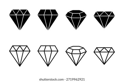Vector de icono de diamante. signo y símbolo de gemas de diamante