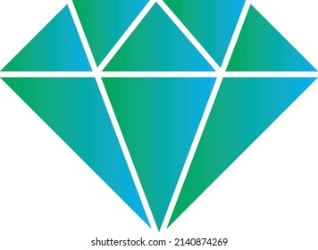 Diamond icon vector with green blue gradient colors on white background