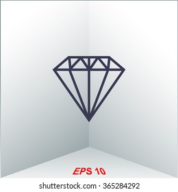 Diamond icon, vector illustration.