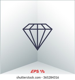 Diamond icon, vector illustration.