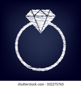 Diamond icon - Vector illustration with chalk effect  