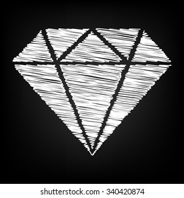 Diamond icon - Vector illustration with chalk effect 
