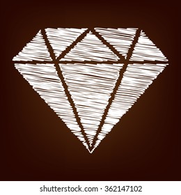Diamond icon. Vector illustration with chalk effect