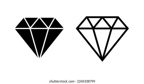 Ilustración vectorial de icono de diamante. signo y símbolo de las gemas de diamantes