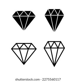 Ilustración vectorial de icono de diamante. signo y símbolo de las gemas de diamantes