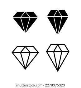 Ilustración vectorial de icono de diamante. signo y símbolo de las gemas de diamantes