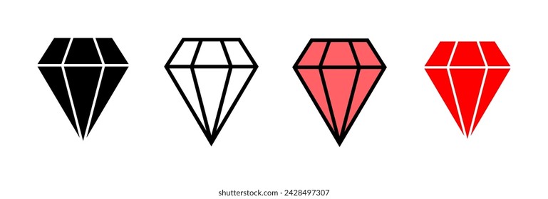 Ilustración vectorial de icono de diamante. símbolo y signo de gemas de diamante