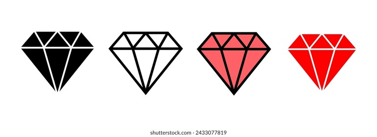 Ilustración vectorial de icono de diamante. símbolo y signo de gemas de diamante